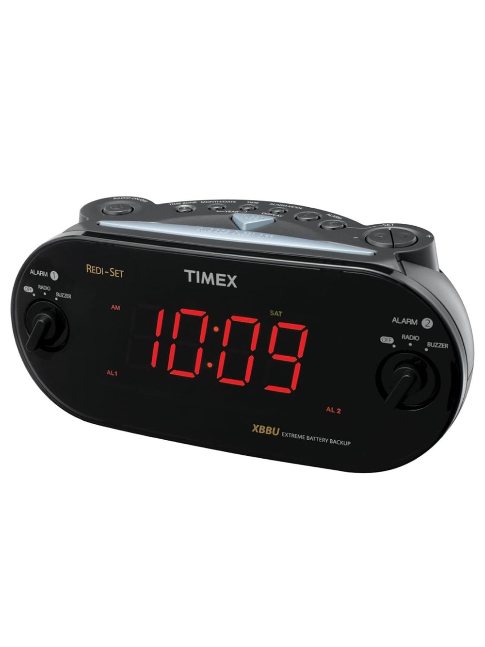Timex Black Alarm Clock Radio with Red LED Display